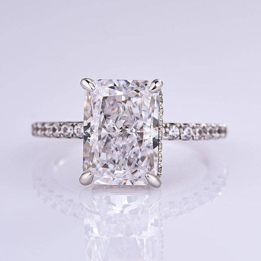 Classic Radiant Cut Certified Moissanite Engagement Ring-Black Diamonds New York