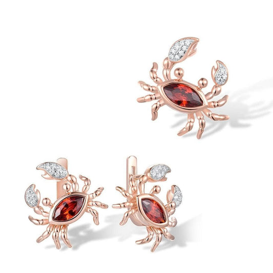 Crab Cancer Earrings with EVN Stone Jewelry Set-Black Diamonds New York