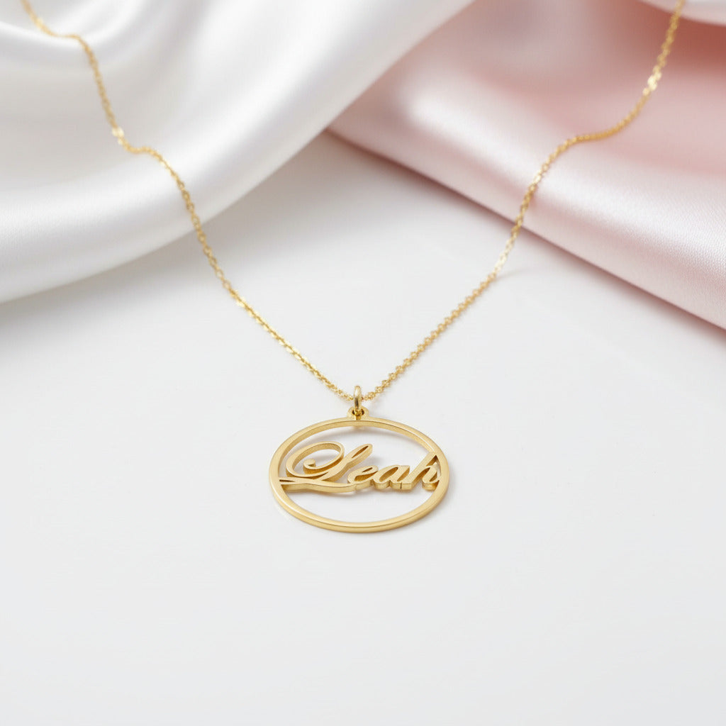 Custom Circle Name Necklace – Black Diamonds New York