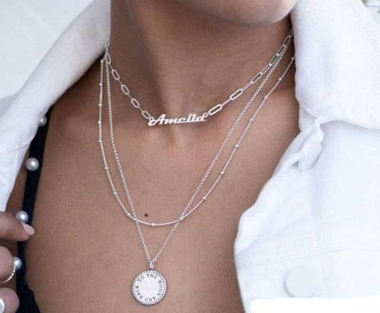 Custom Pin Chain Name Necklace-Black Diamonds New York