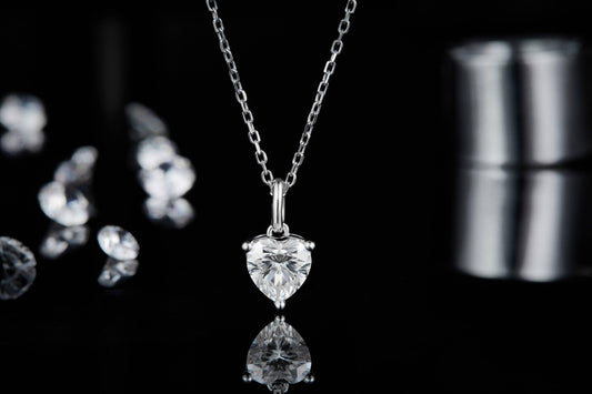D Color Heart Moissanite Diamond Necklace and Earrings Set-Black Diamonds New York