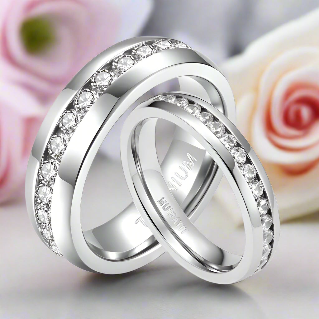 Infinity Diamond Titanium Elegant Wedding Band-Black Diamonds New York