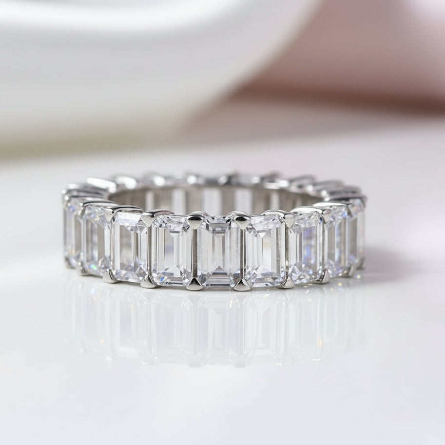 Eternity Emerald Cut Diamond Women's Wedding Band – Black Diamonds