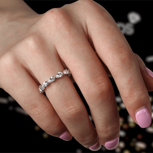 Eternity Pear Cut Diamond Wedding Band Rings-Black Diamonds New York