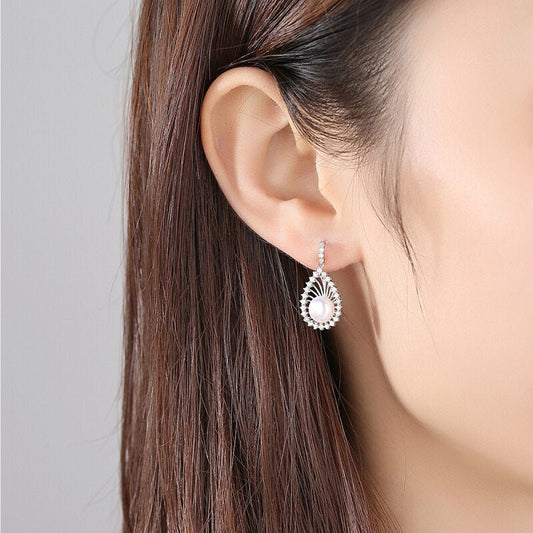 Ethnic Style Natural Pearl Stud Earrings-Black Diamonds New York