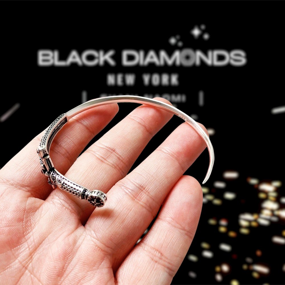 European Style Cross Sword Punk Bangle Bracelet-Black Diamonds New York