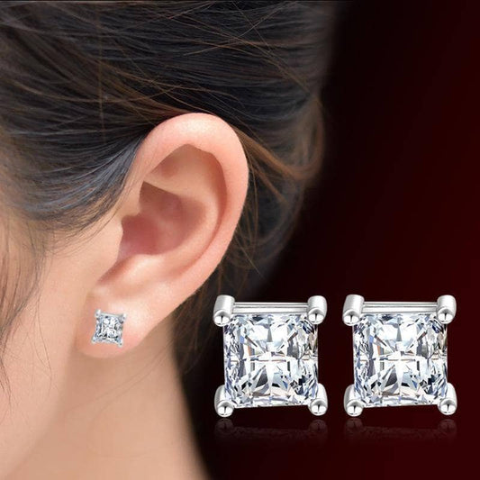 EVN Diamond Princess Cut Shiny Earrings-Black Diamonds New York