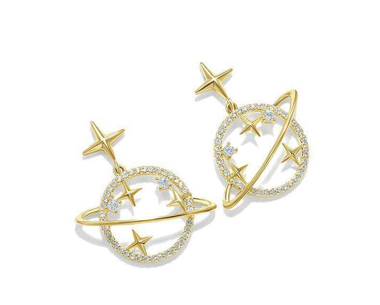 EVN™ Diamond Unique Universe and Stars Earrings-Black Diamonds New York
