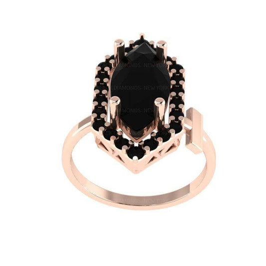 Fate- 1 Carat Black Moissanite Victorian Gothic Ring-Black Diamonds New York