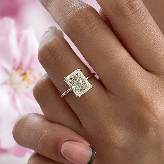 Flash Sale- 2.0ct Elegant Yellow Gold Radiant Cut Simulated Diamond Engagement Ring-Black Diamonds New York