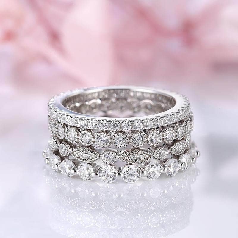 Stackable diamond band rings Clearance