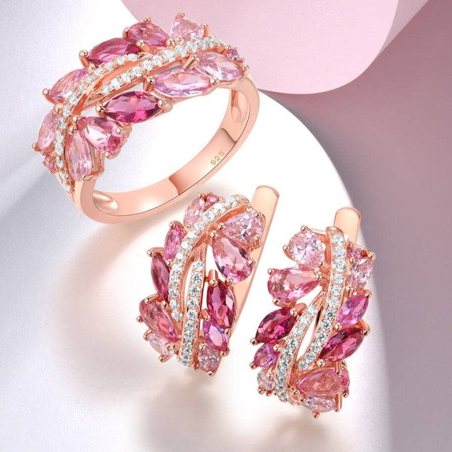Gorgeous Pink Sapphire & EVN Stone Jewelry Set-Black Diamonds New York