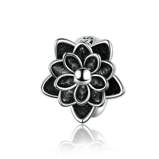 Gothic Black Flower Lotus Charm-Black Diamonds New York
