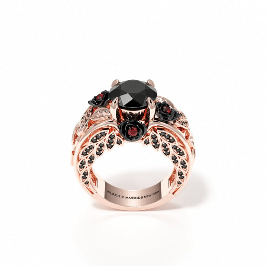 I Want You Promise Ring- 1.5 ct Round Cut Diamond and Black Roses Gothic Ring-Black Diamonds New York