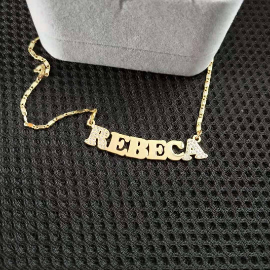 Iced Out Bling Custom Name Necklace-Black Diamonds New York