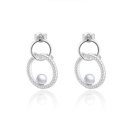 Infinity Natural Round Freshwater Pearls Earrings-Black Diamonds New York