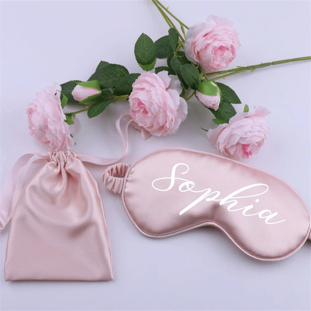 Light Pink Silk Sleep Mask & Face Mask Luxe Gift Set-Black Diamonds New York