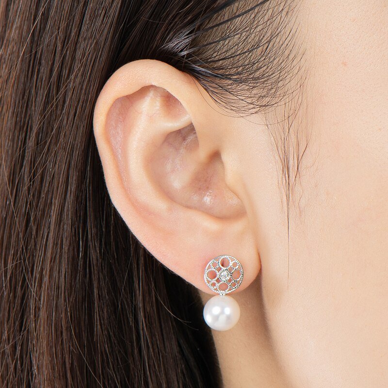 Natural Freshwater Pearl Stud Earrings-Black Diamonds New York