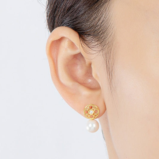 Natural Freshwater Pearl Stud Earrings-Black Diamonds New York