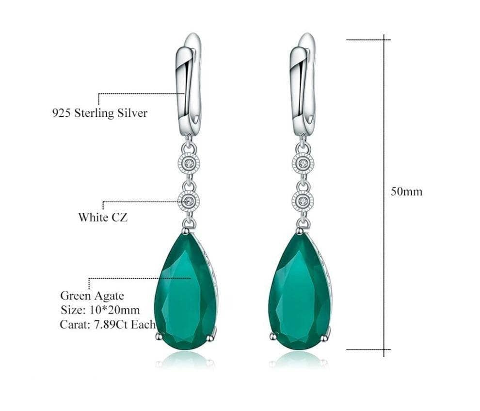 Natural Green Agate Drop Earrings-Black Diamonds New York