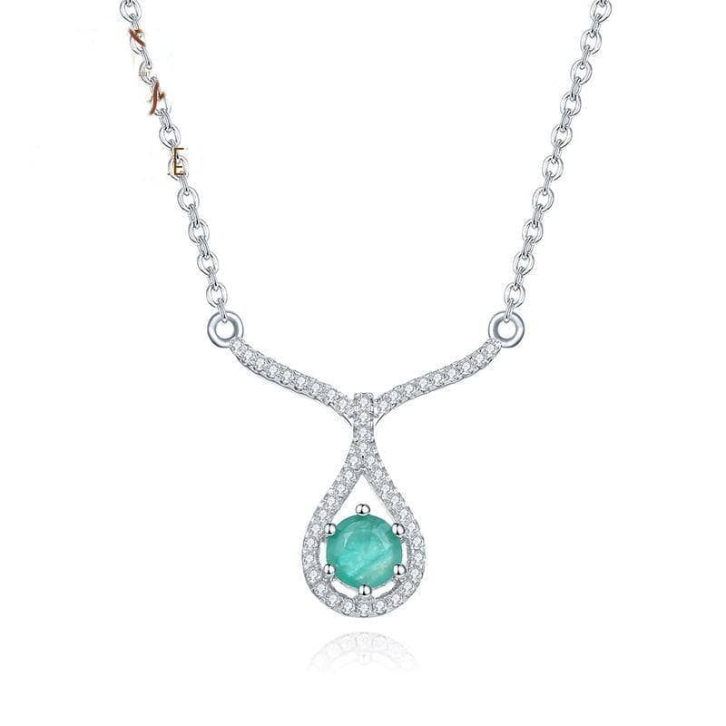 Natural Green Emerald Classic Pendant Necklace-Black Diamonds New York