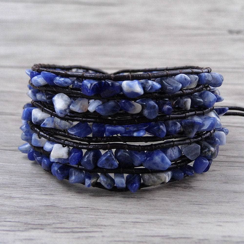 Blue Lapidary Beads Bracelet