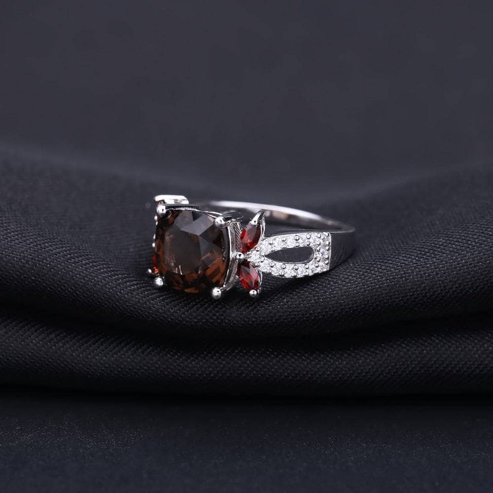 Natural Smoky Quartz Garnet Jewelry Set-Black Diamonds New York