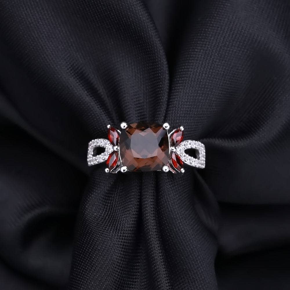 Natural Smoky Quartz Garnet Jewelry Set-Black Diamonds New York