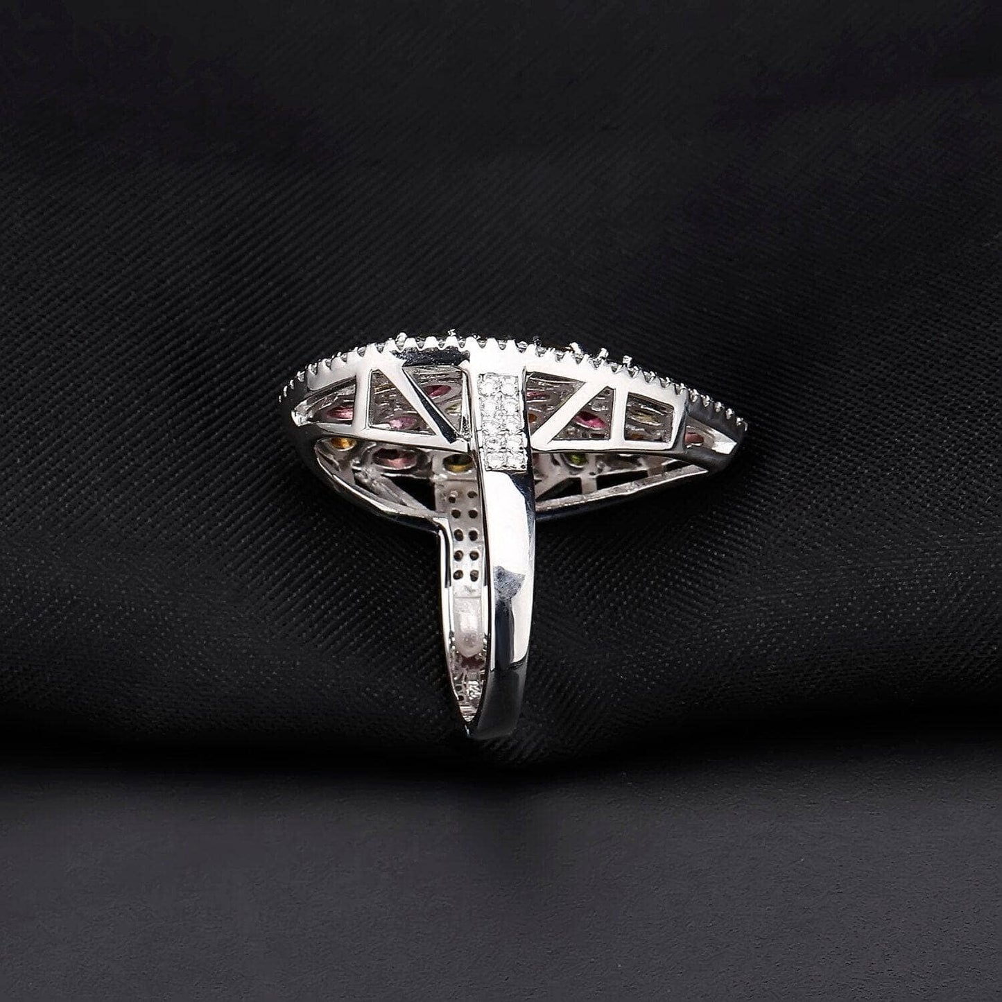 Natural Tourmaline Gemstone Ring Earrings Pendant Set-Black Diamonds New York