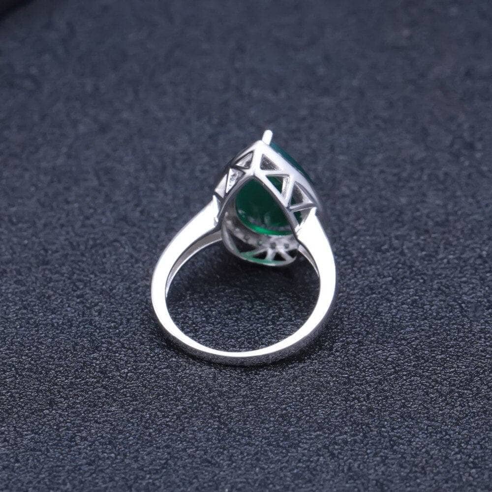 Natural Water Drop Green Agate Jewelry Set-Black Diamonds New York