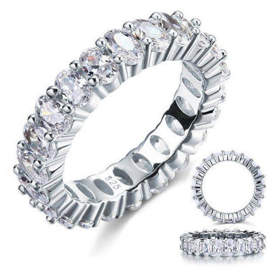 Oval Cut Created Diamond Eternity Wedding Ring Band Jewelry-Black Diamonds New York