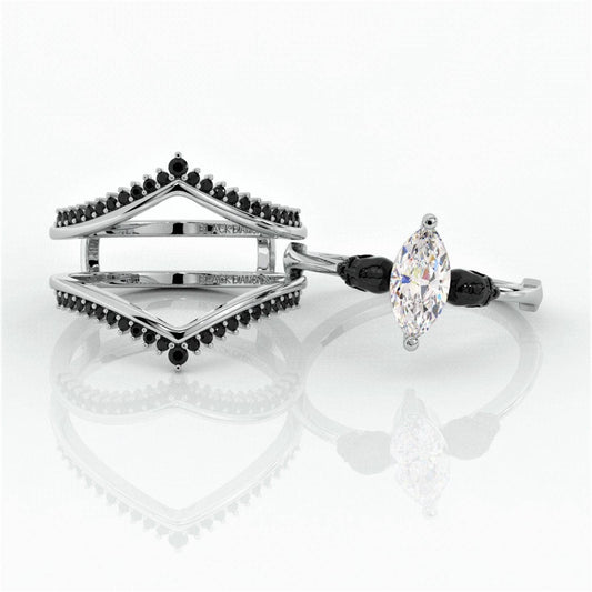 Perfect Match- Marquise Cut EVN™ Diamond Insert Skull Engagement Rings-Black Diamonds New York