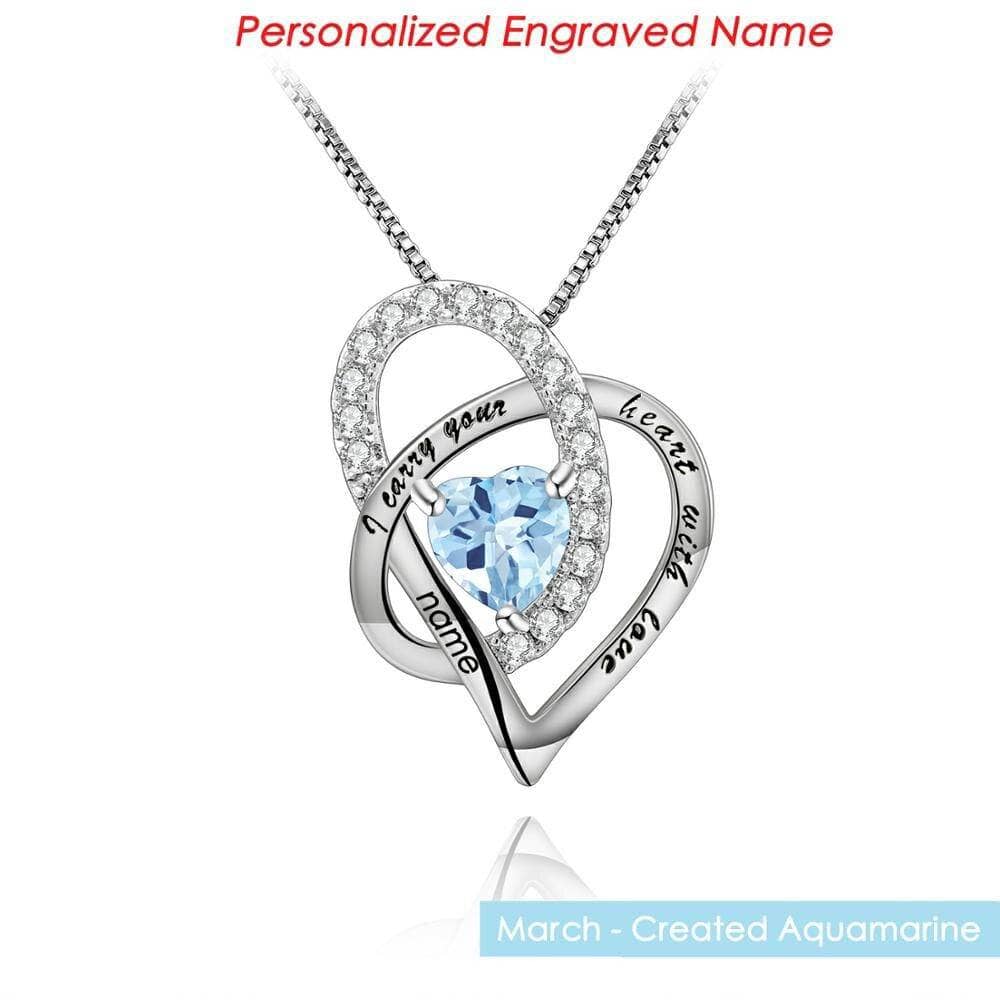 Personalized Engraved Name Birthstone Necklace-Black Diamonds New York