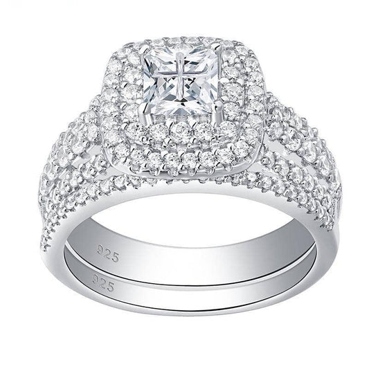 Princess Cross Cut EVN Stone Ring Set-Black Diamonds New York