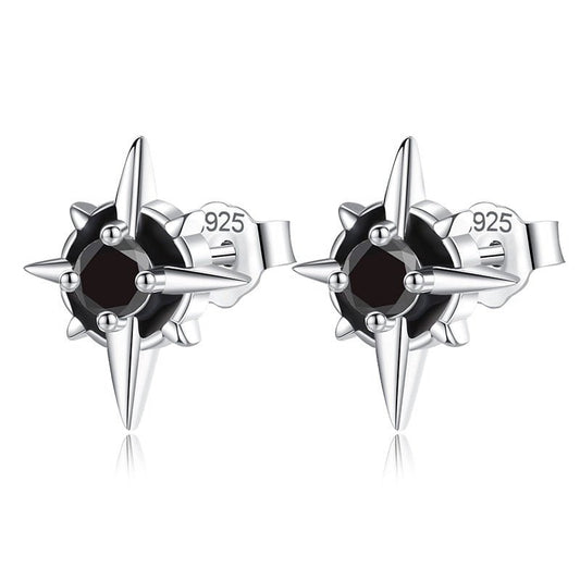 Punk Star Stud Earrings-Black Diamonds New York