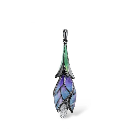 Purple Enamel Flower Jewelry Set-Black Diamonds New York