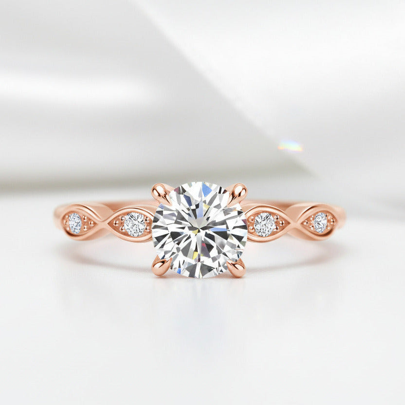 Rose Gold Cheap Nice Promise Rings Rose Gold Ct Round Cut Diamond