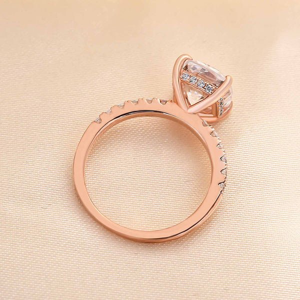 Rose Gold 3.0ct Cushion Cut White Sapphire Engagement Ring-Black Diamonds New York