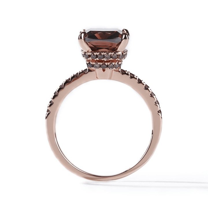 Rose Gold Cushion Cut Chocolate Stone Engagement Ring-Black Diamonds New York
