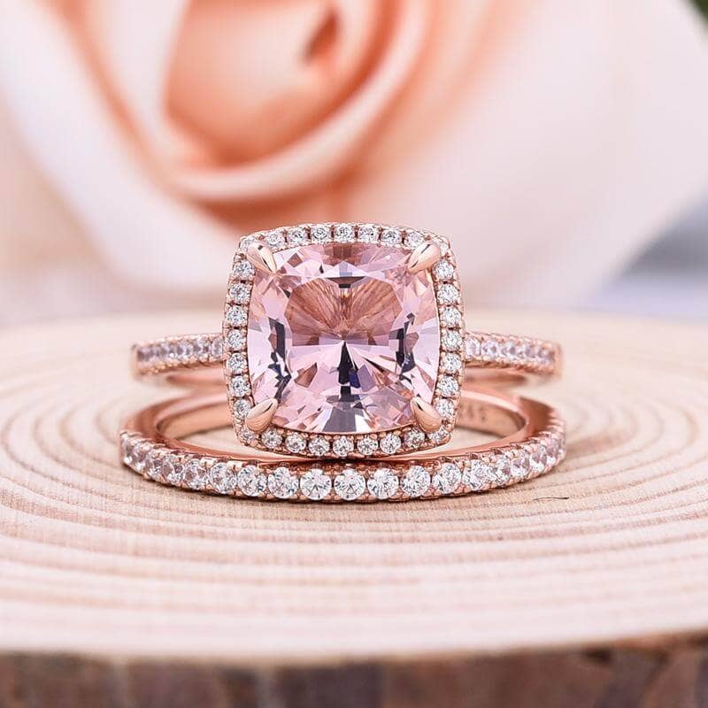 Cushion cut pink diamond engagement rings Clearance