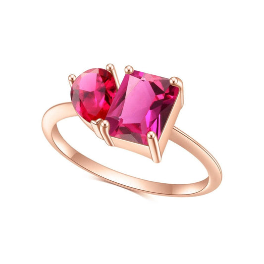 Rose Gold Pear Princess Cut Solitaire Engagement Ring-Black Diamonds New York