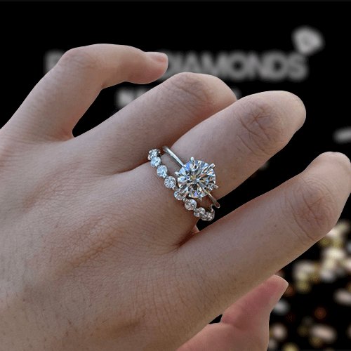 Round Cut 2ct Engagement and Wedding Ring Set-Black Diamonds New York
