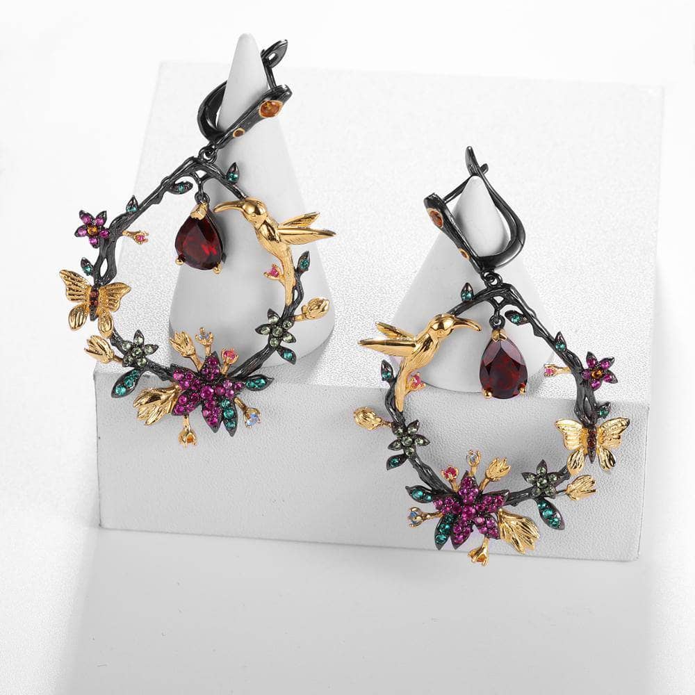 Secret Garden Handmade Earrings-Black Diamonds New York