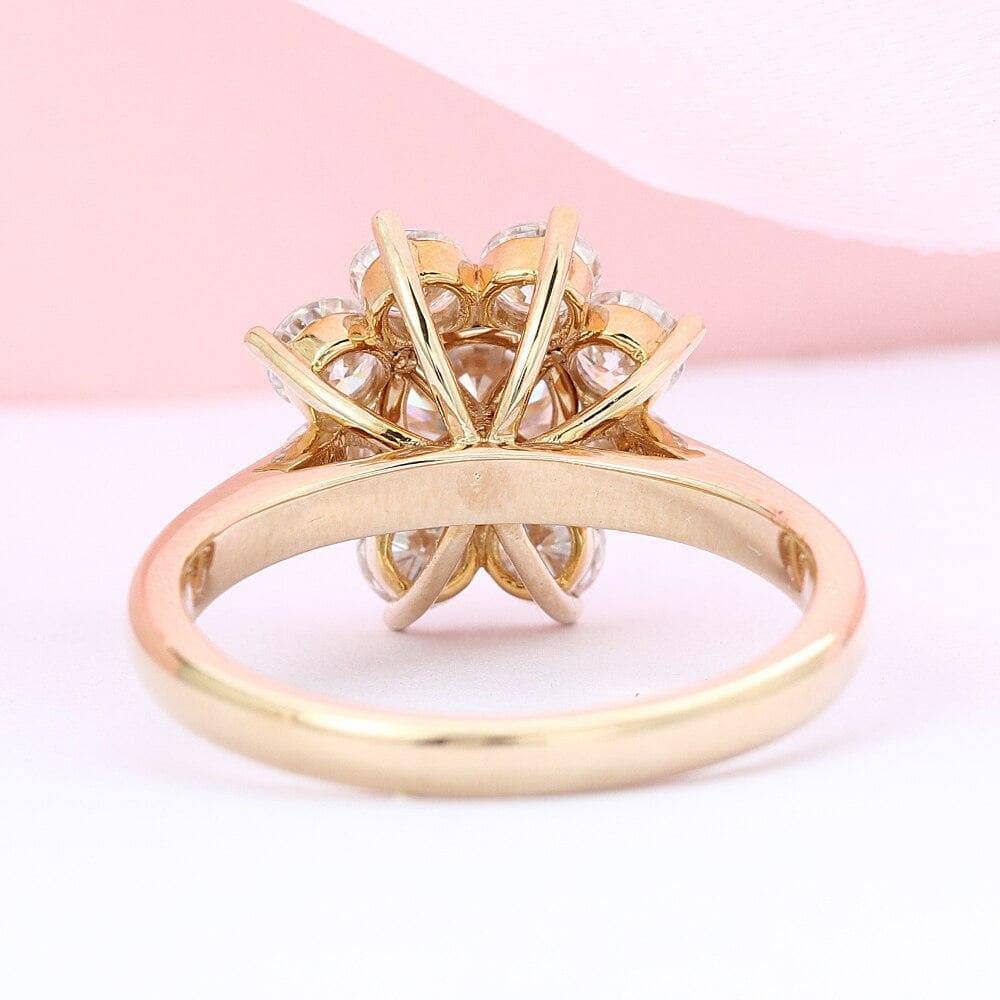 Solid 10k Yellow Gold 1ct Diamond Halo Engagement Ring-Black Diamonds New York