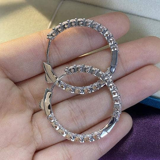Sparkle Round Cut Women's Hoop Earrings-Black Diamonds New York