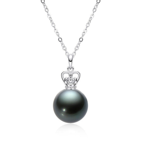 Tahitian Black Pearl Crown Pendant Necklace-Black Diamonds New York