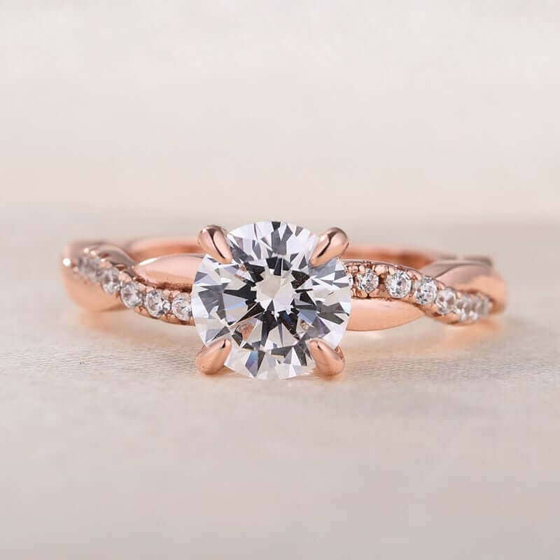 Twist 1.25 Carat Round Cut Sona Diamond Promise Ring-Black Diamonds New York