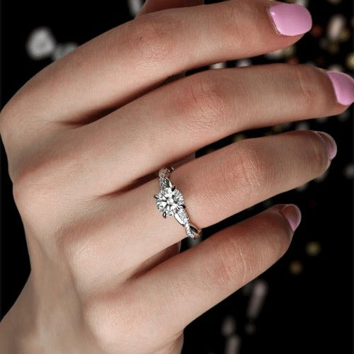 Twist 1.25ct Round Cut Moissanite Promise Ring-Black Diamonds New York