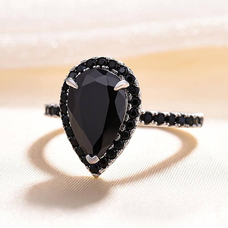 Pear shaped black diamond ring Clearance