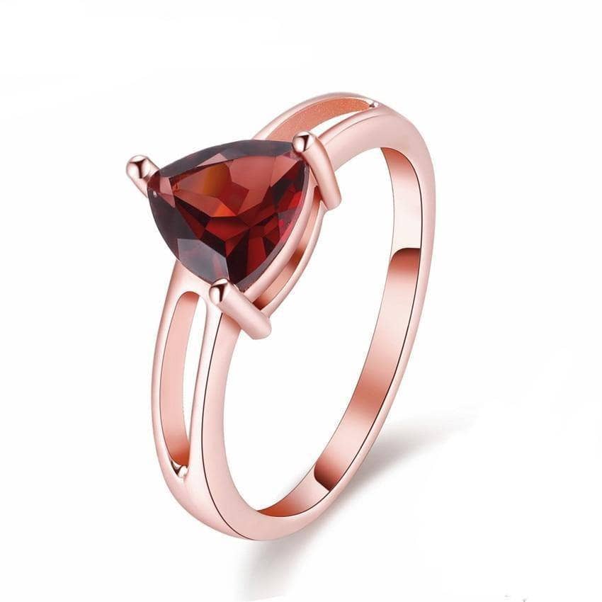 Vintage Red Garnet Genuine Stone Rose Gold Ring from Black